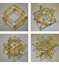 Nachbauten des Rhombendodekaeders und seiner drei Sternk&ouml;rper